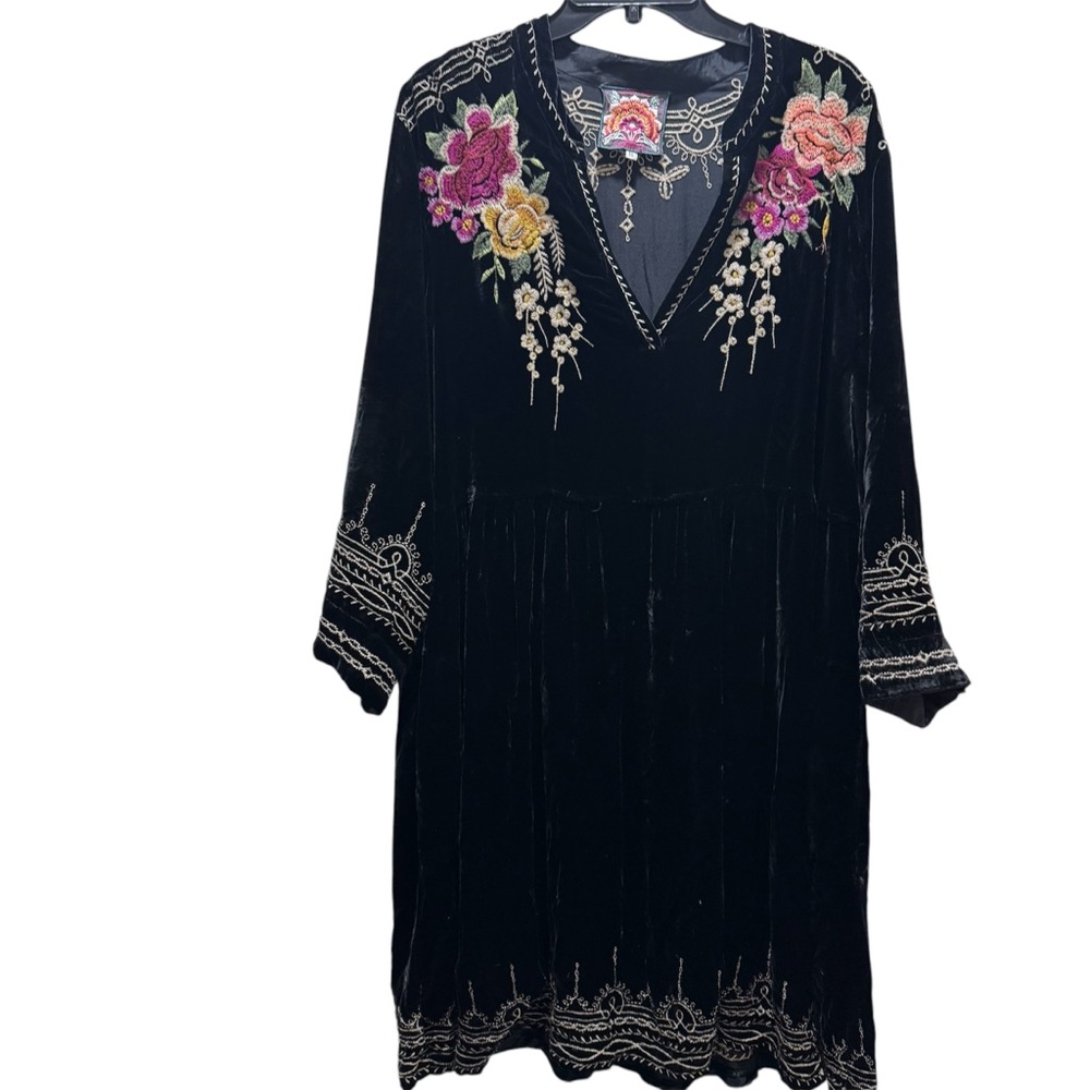 Black Dress with Floral Embroidery
